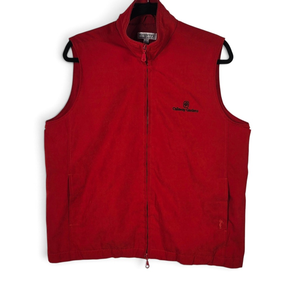 Monterey Club Vest Womens Large Golf Red Callaway Gardens Full Zip Sleeveless